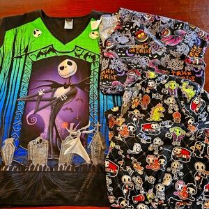 Womens 3x halloween scrub tops